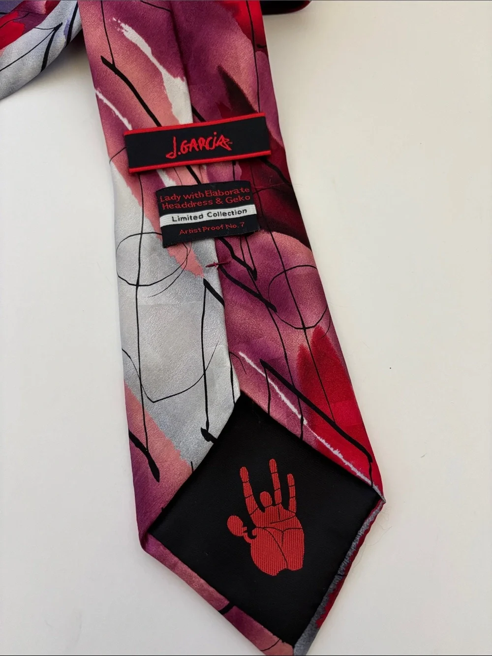 J Garcia Lady With Elsborate Headdress & Geko Limited Collection Silk Neck Tie